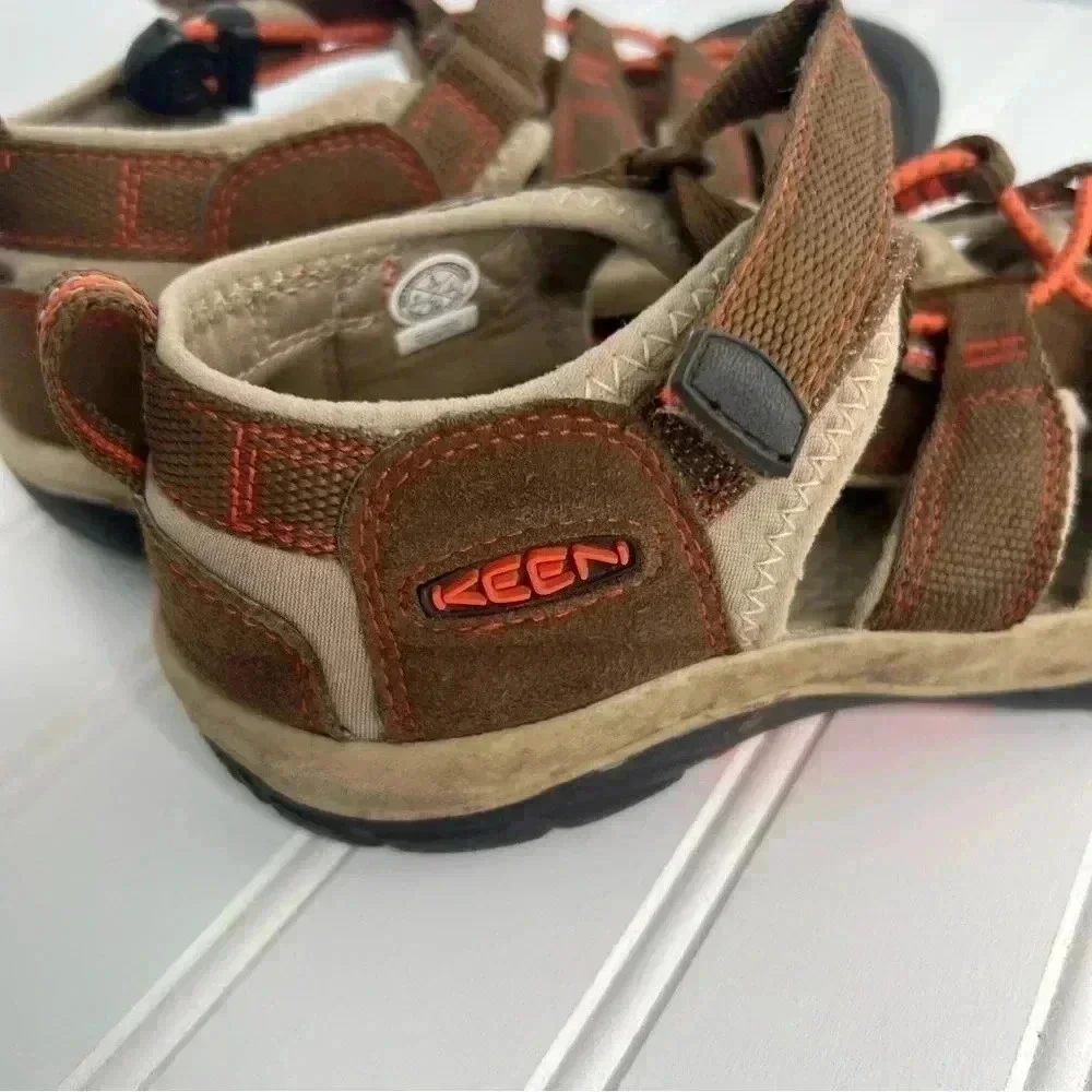 Keen‎ Washable Sandal Big Kid Brown Orange Waterproof Shoes Sz 5